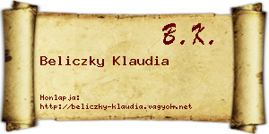 Beliczky Klaudia névjegykártya